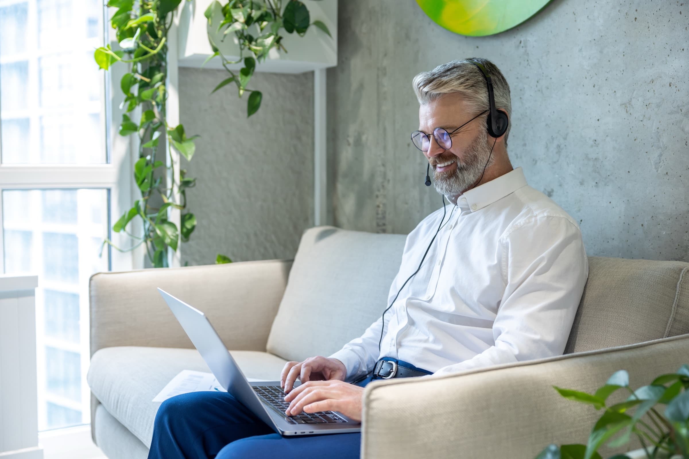 Michael Kitt, Co-Founder of Kimon Services, photographed at his desk